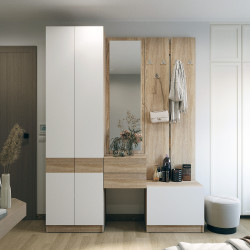 Hallway Sola Sonoma Oak / White chipboard / mirror 165x40x215 (42005147)